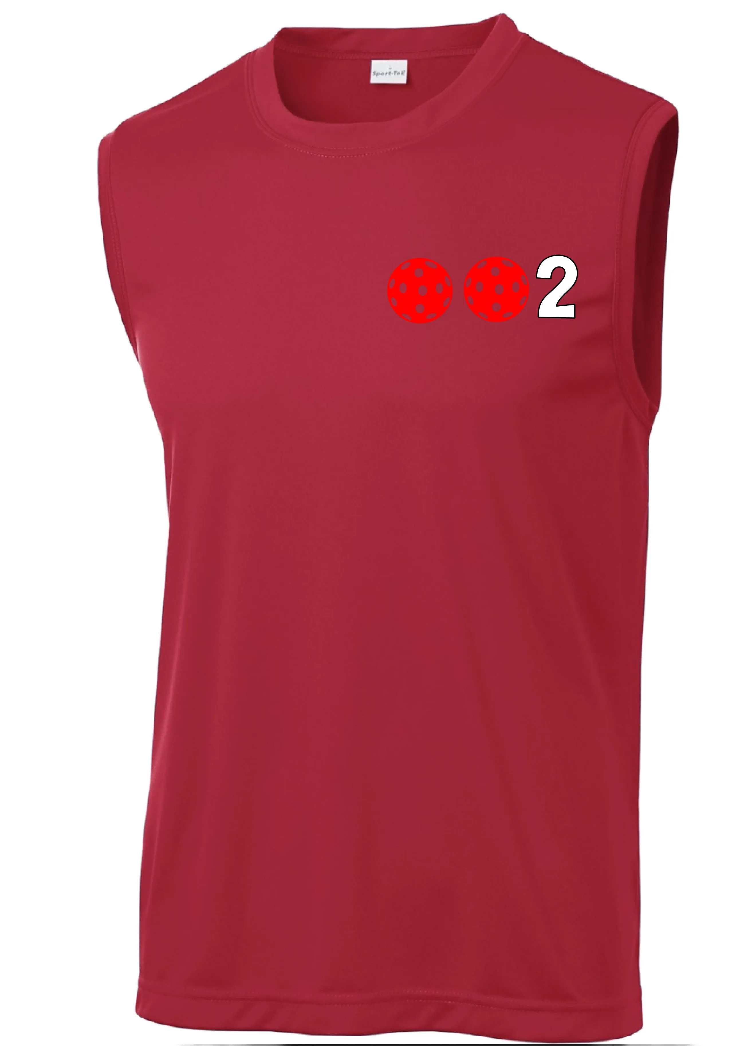 002 With Pickleballs (Red Purple Rainbow Pink) Customizable | Men's Sleeveless Pickleball Shirt | 100% Polyester