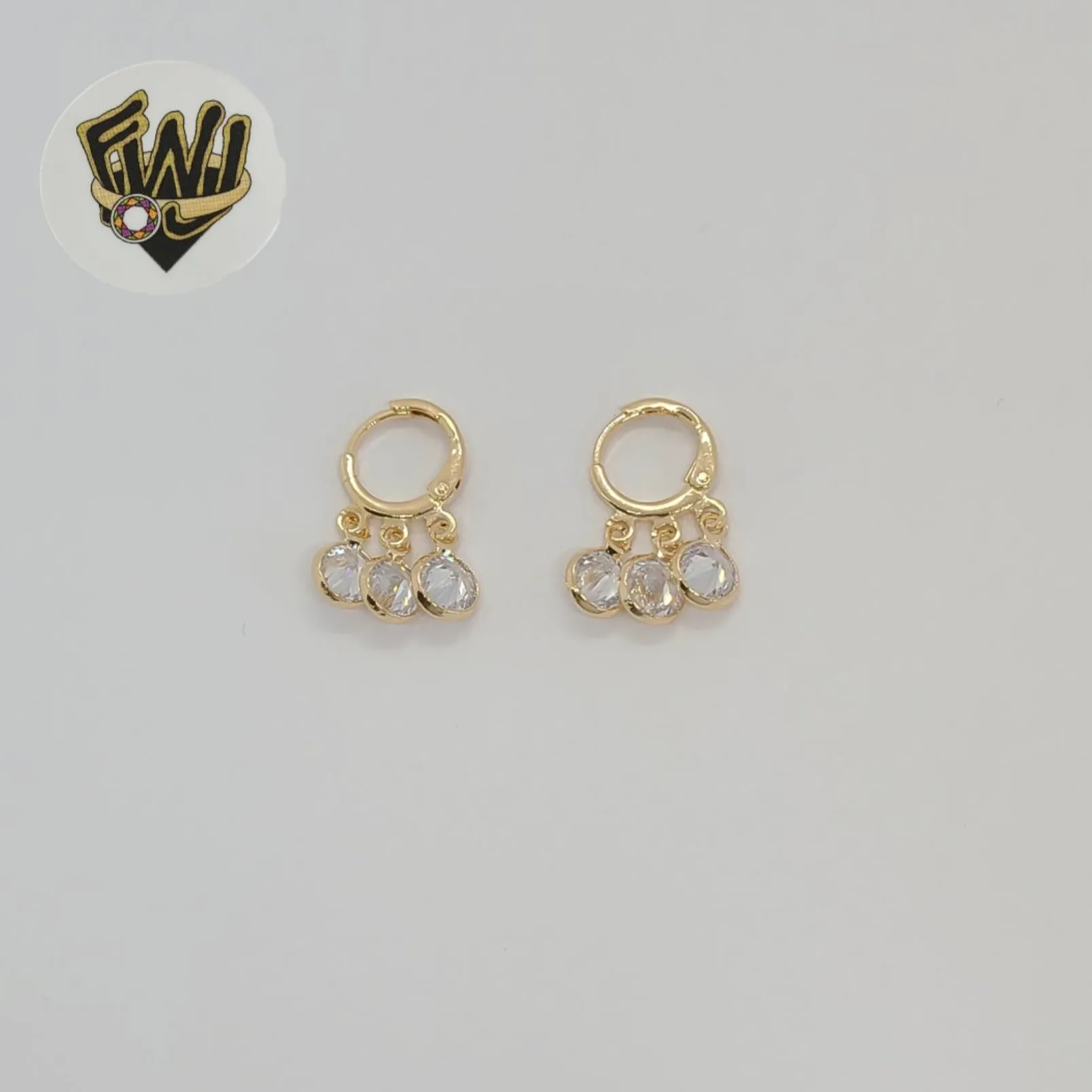 (1-2974-3) Gold Laminate - Zircon Charm Hoops - BGF