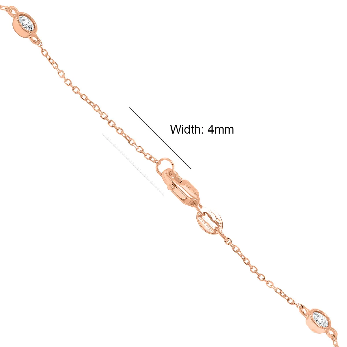 1 Carat Tw Bezel Set Diamond Station Necklace In 14K Rose Gold