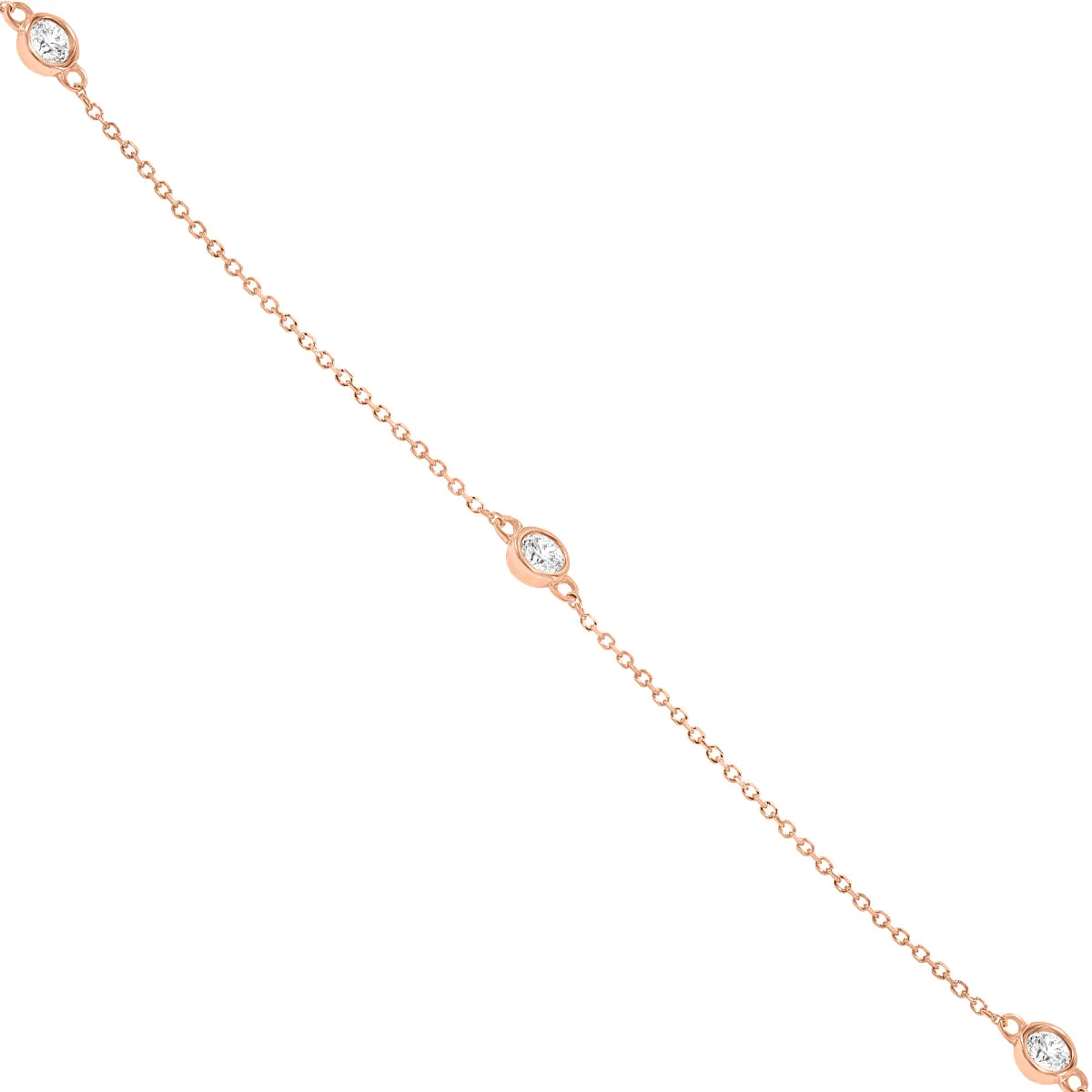 1 Carat Tw Bezel Set Diamond Station Necklace In 14K Rose Gold