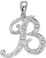 10k White Gold Diamond Script Initial Necklace