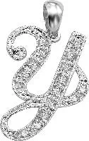 10k White Gold Diamond Script Initial Necklace