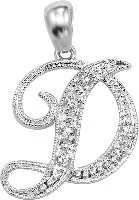 10k White Gold Diamond Script Initial Necklace