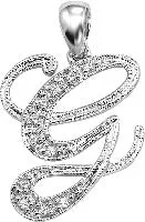 10k White Gold Diamond Script Initial Necklace