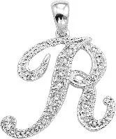 10k White Gold Diamond Script Initial Necklace