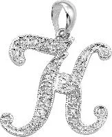 10k White Gold Diamond Script Initial Necklace