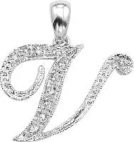 10k White Gold Diamond Script Initial Necklace