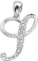 10k White Gold Diamond Script Initial Necklace