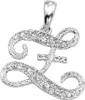 10k White Gold Diamond Script Initial Necklace