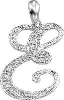 10k White Gold Diamond Script Initial Necklace