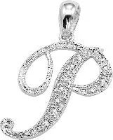 10k White Gold Diamond Script Initial Necklace