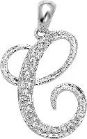 10k White Gold Diamond Script Initial Necklace