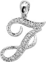 10k White Gold Diamond Script Initial Necklace