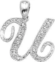 10k White Gold Diamond Script Initial Necklace