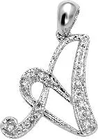 10k White Gold Diamond Script Initial Necklace