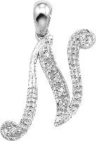 10k White Gold Diamond Script Initial Necklace