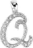 10k White Gold Diamond Script Initial Necklace