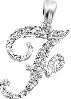 10k White Gold Diamond Script Initial Necklace