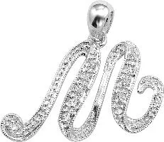 10k White Gold Diamond Script Initial Necklace