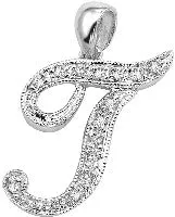 10k White Gold Diamond Script Initial Necklace