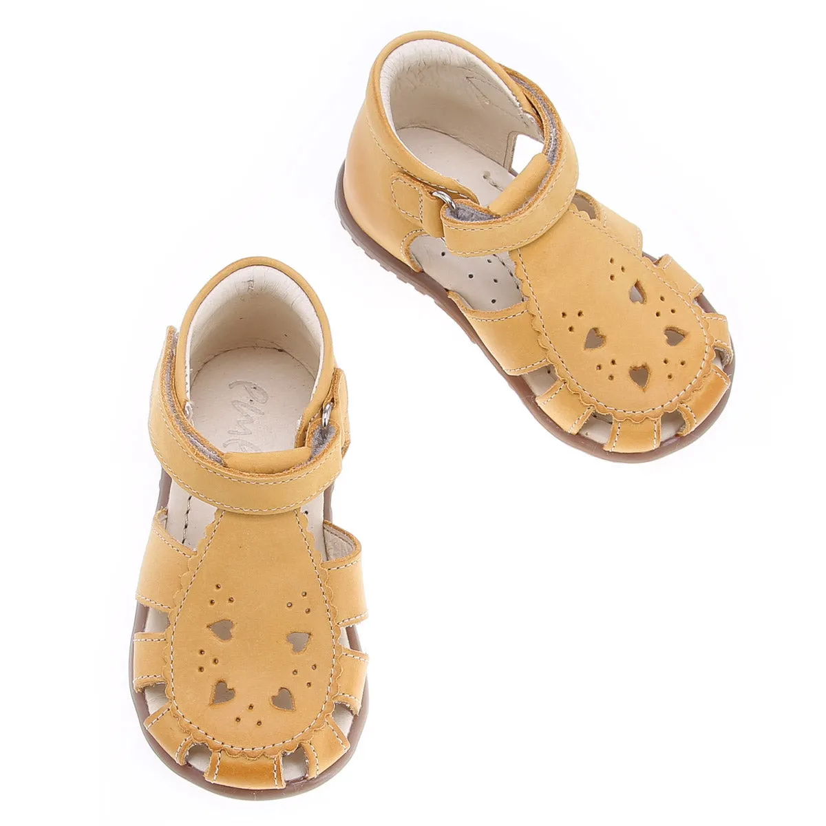 (1214A-14) Emel yellow hearts closed sandals