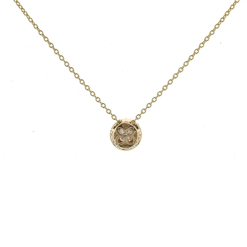 1.35ctw Round Diamond Necklace - Hidden Halo - Yellow Gold