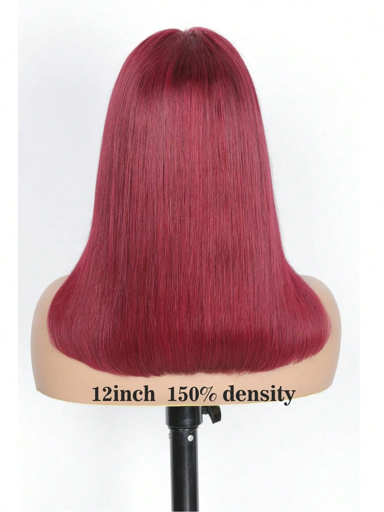 13X4 Burgundy Transparent Lace Front Bob Human Hair Wig