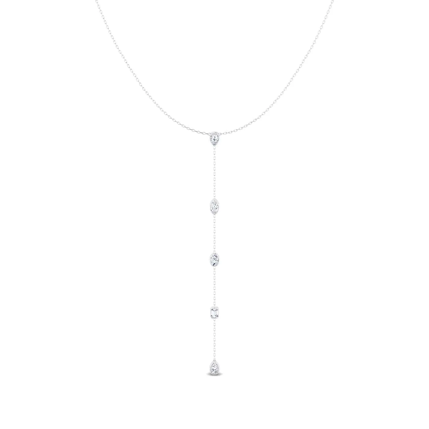 14K Gold Diamond Drop Y Necklace, Lab Grown