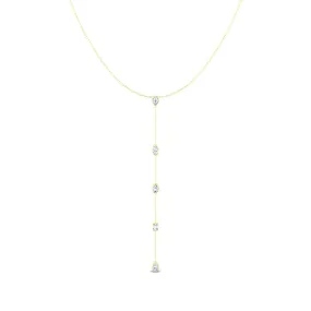 14K Gold Diamond Drop Y Necklace, Lab Grown