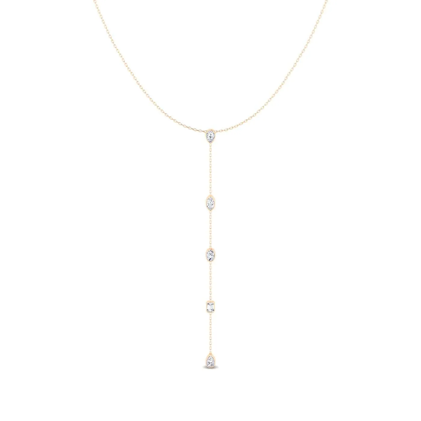 14K Gold Diamond Drop Y Necklace, Lab Grown