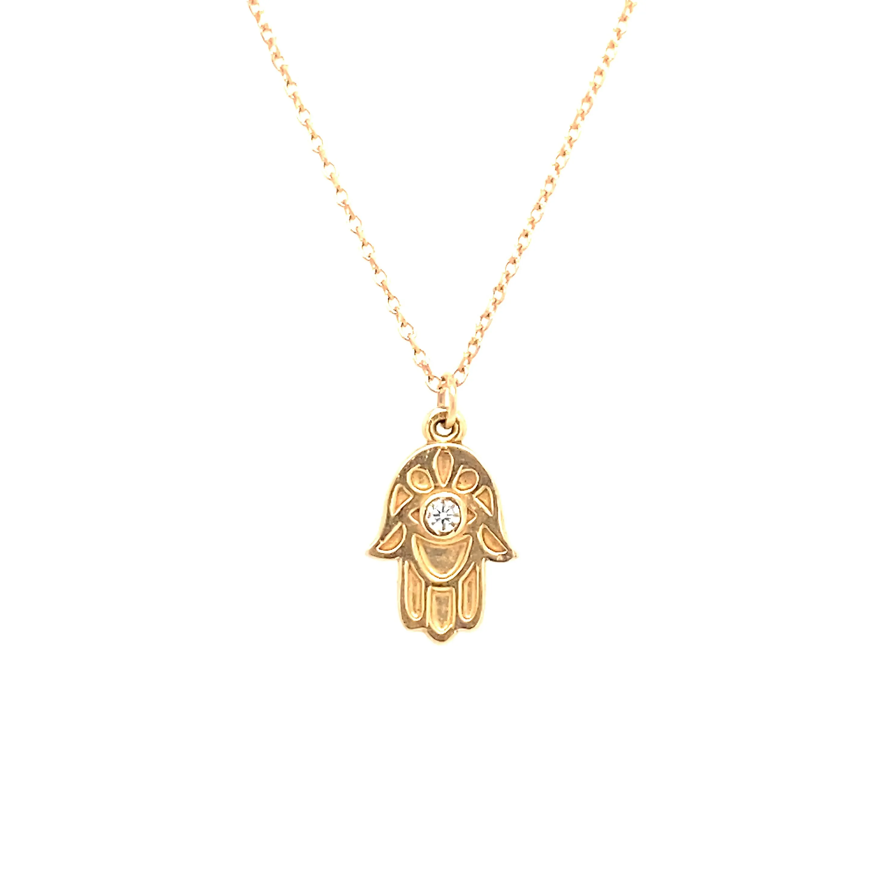 14K Gold Hamsa with Diamond - RN1981KP