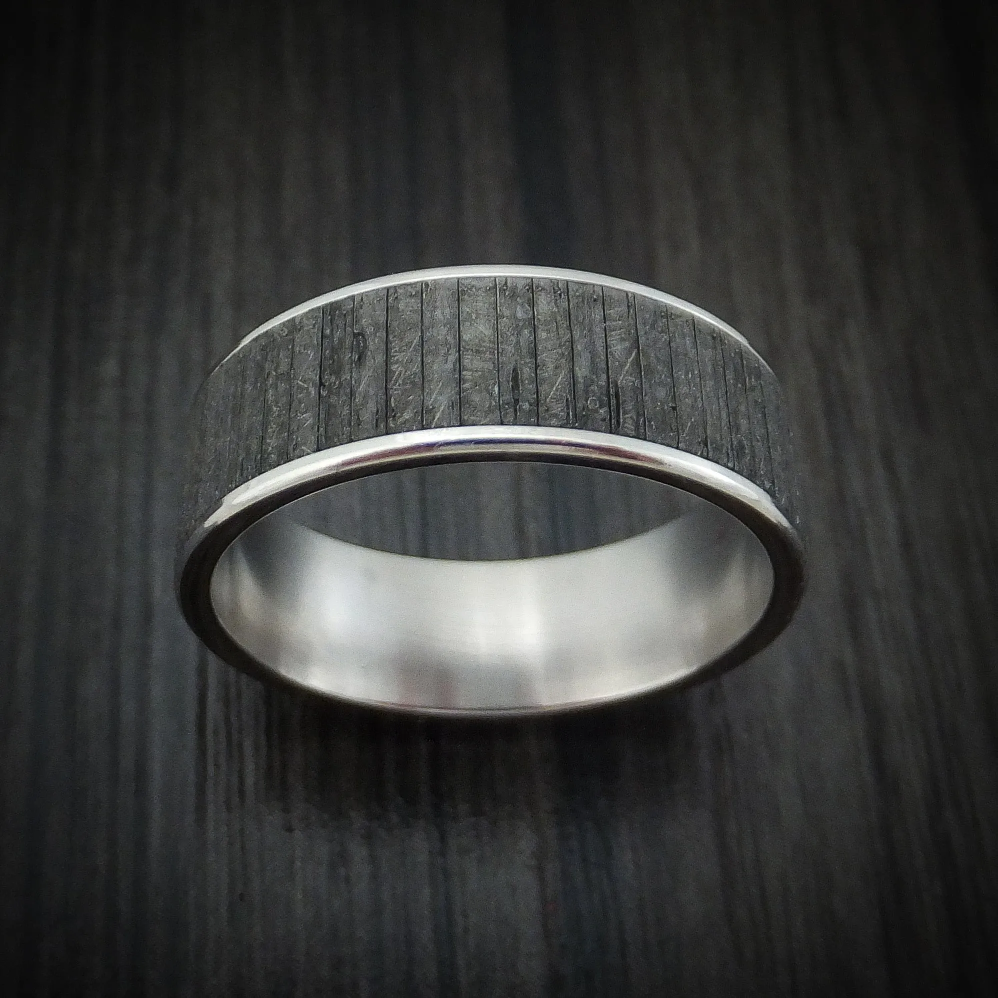 14K White Gold and Textured Tantalum Men's Ring