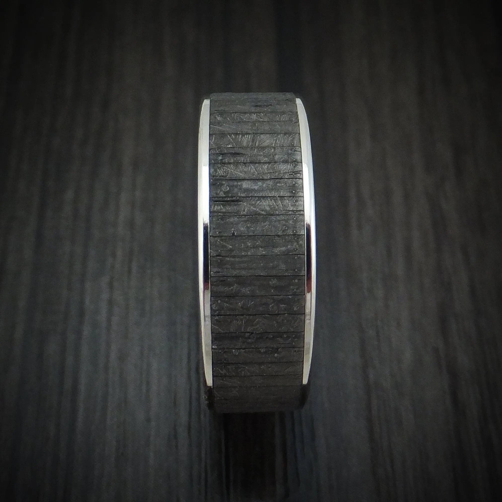 14K White Gold and Textured Tantalum Men's Ring