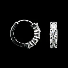 14K White Gold Estate Diamond Huggie Hoops