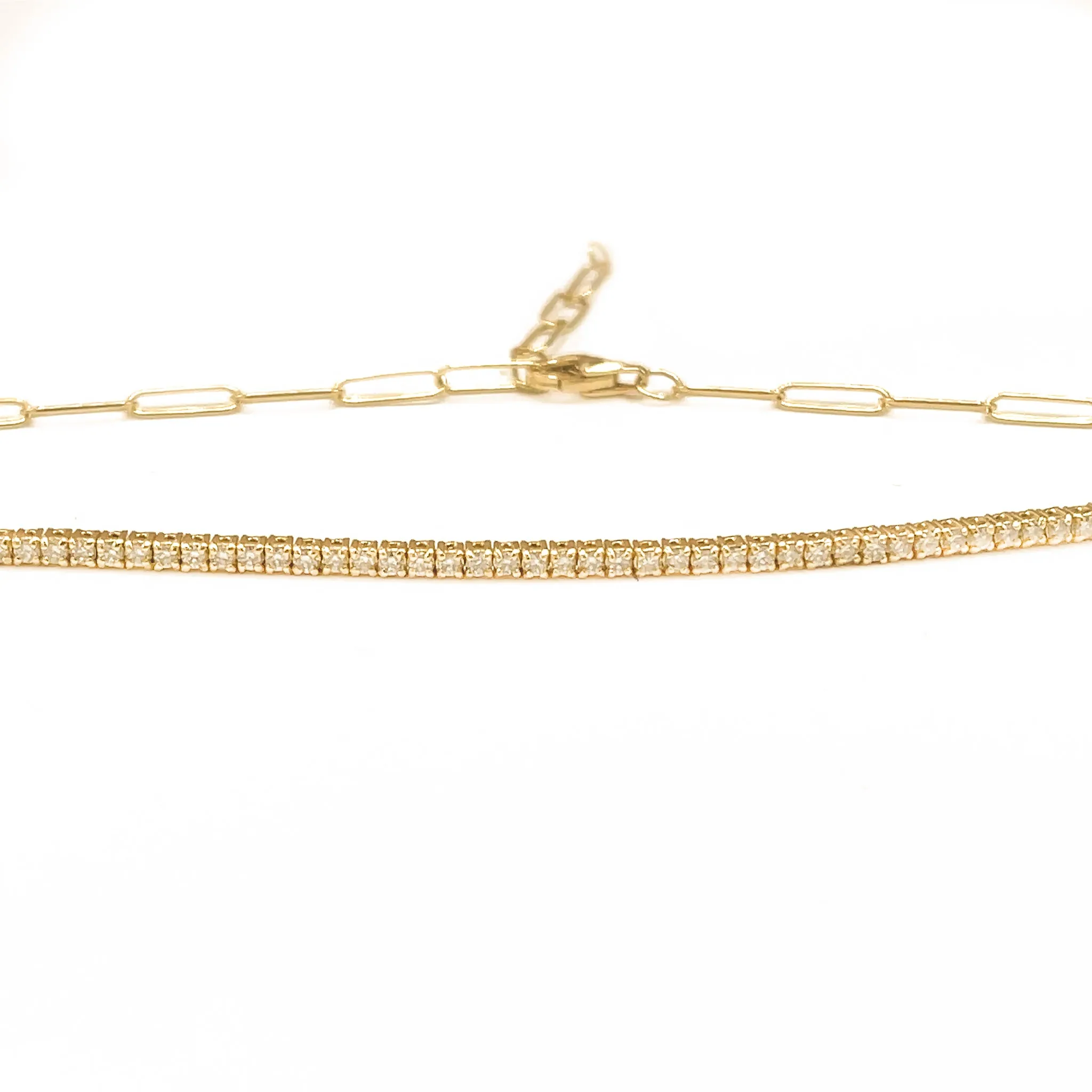 18 kt Gold Chain Link Diamond Tennis Necklace