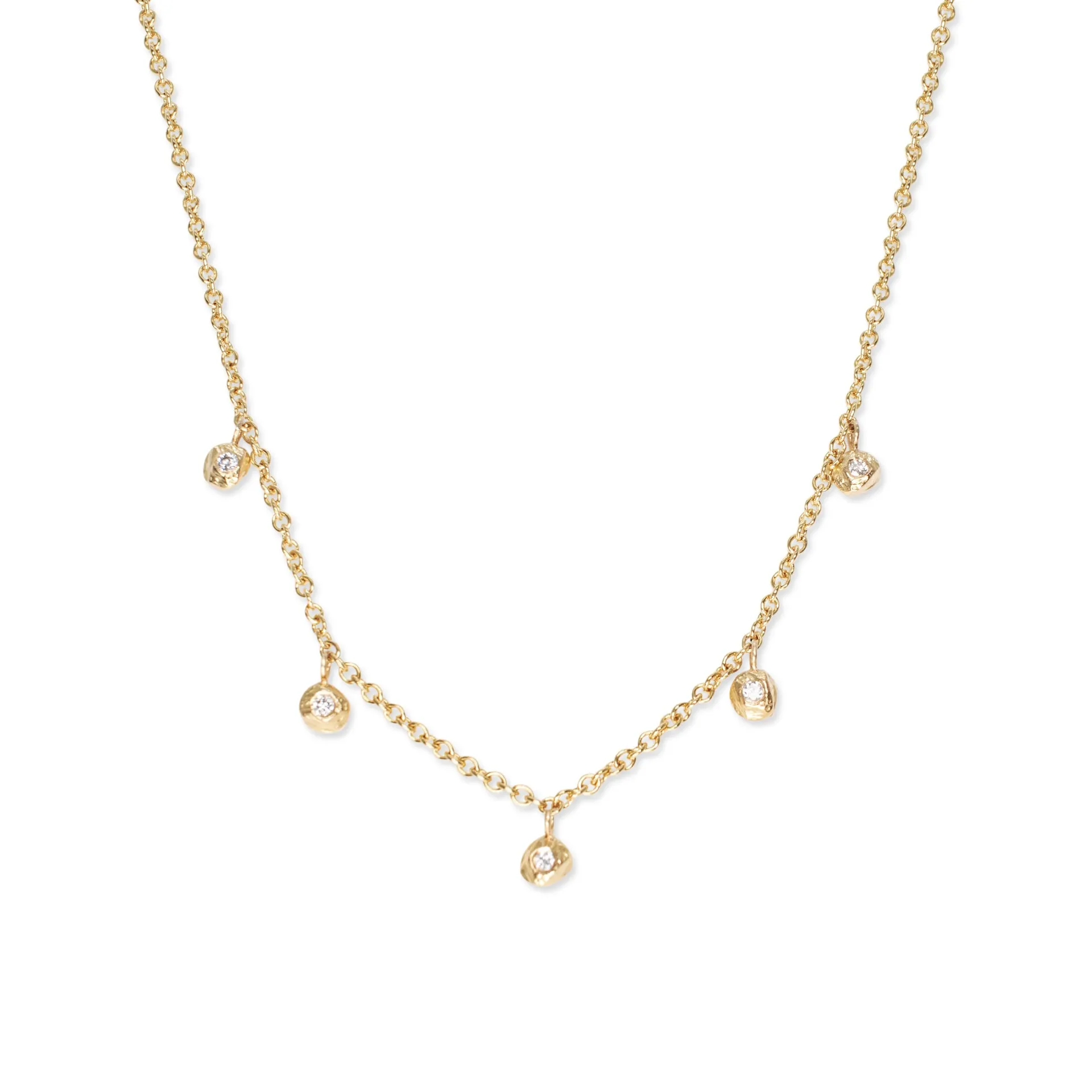 18K Diamond Dot Five Drop Necklace