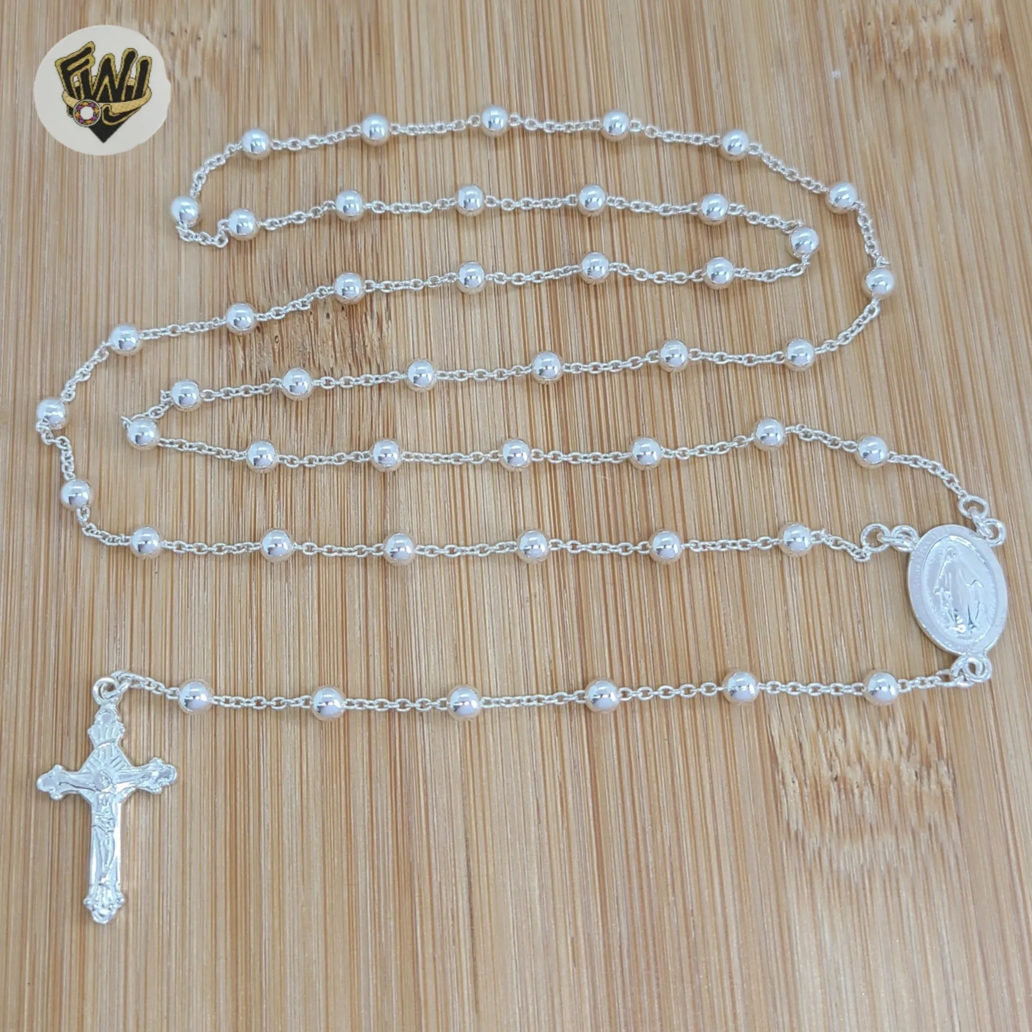 (2-2306) 925 Sterling Silver - Rosary Necklace - 24