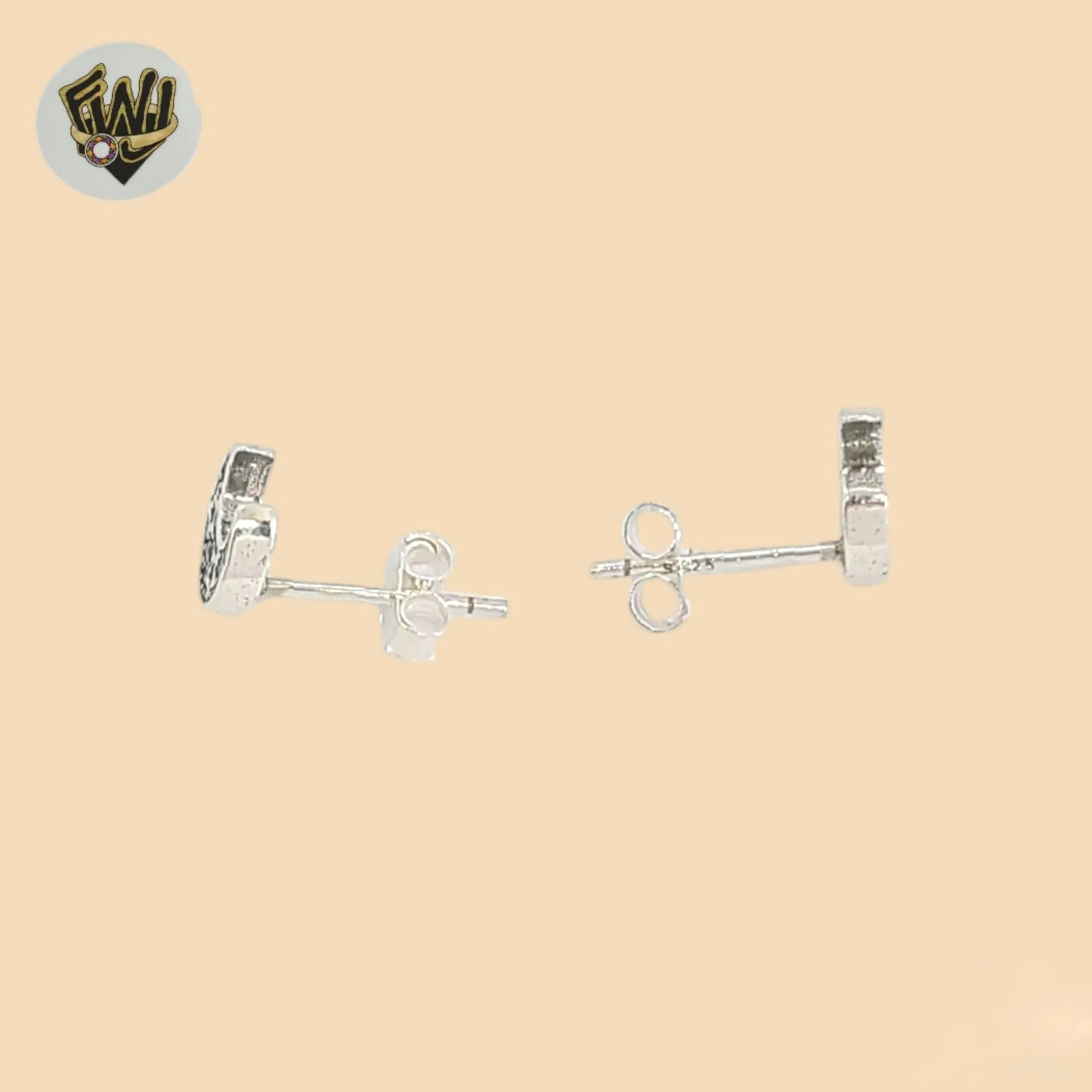 (2-3055) 925 Sterling Silver - Moon Stud Earrings.