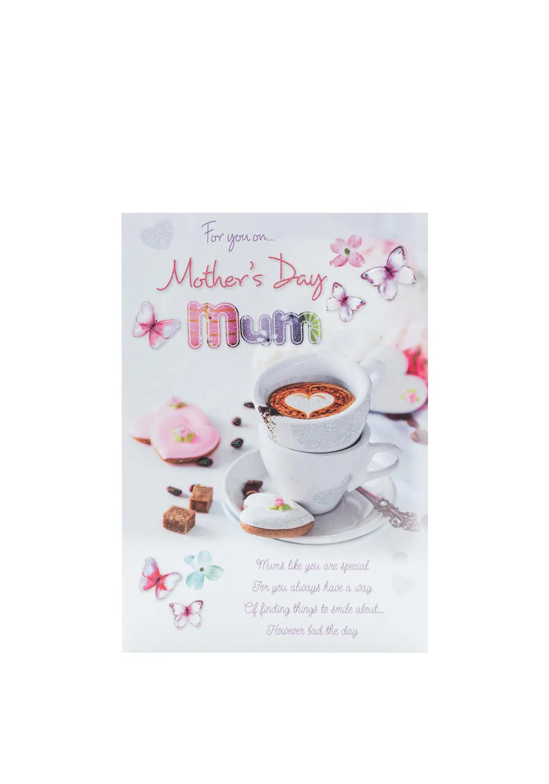 3-D Mother’s Day Card For Mum 6x9, White Glitter