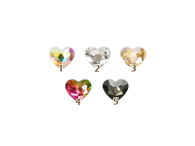 3 x 4mm Small Heart Flatback Crystal - 10 pcs