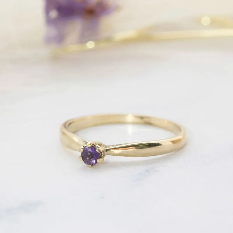 3mm Small Solitaire Gold Ring