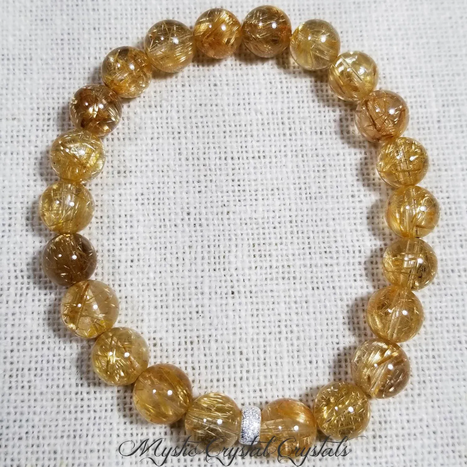 8mm Golden Rutilated Quartz Gemstone Bracelet