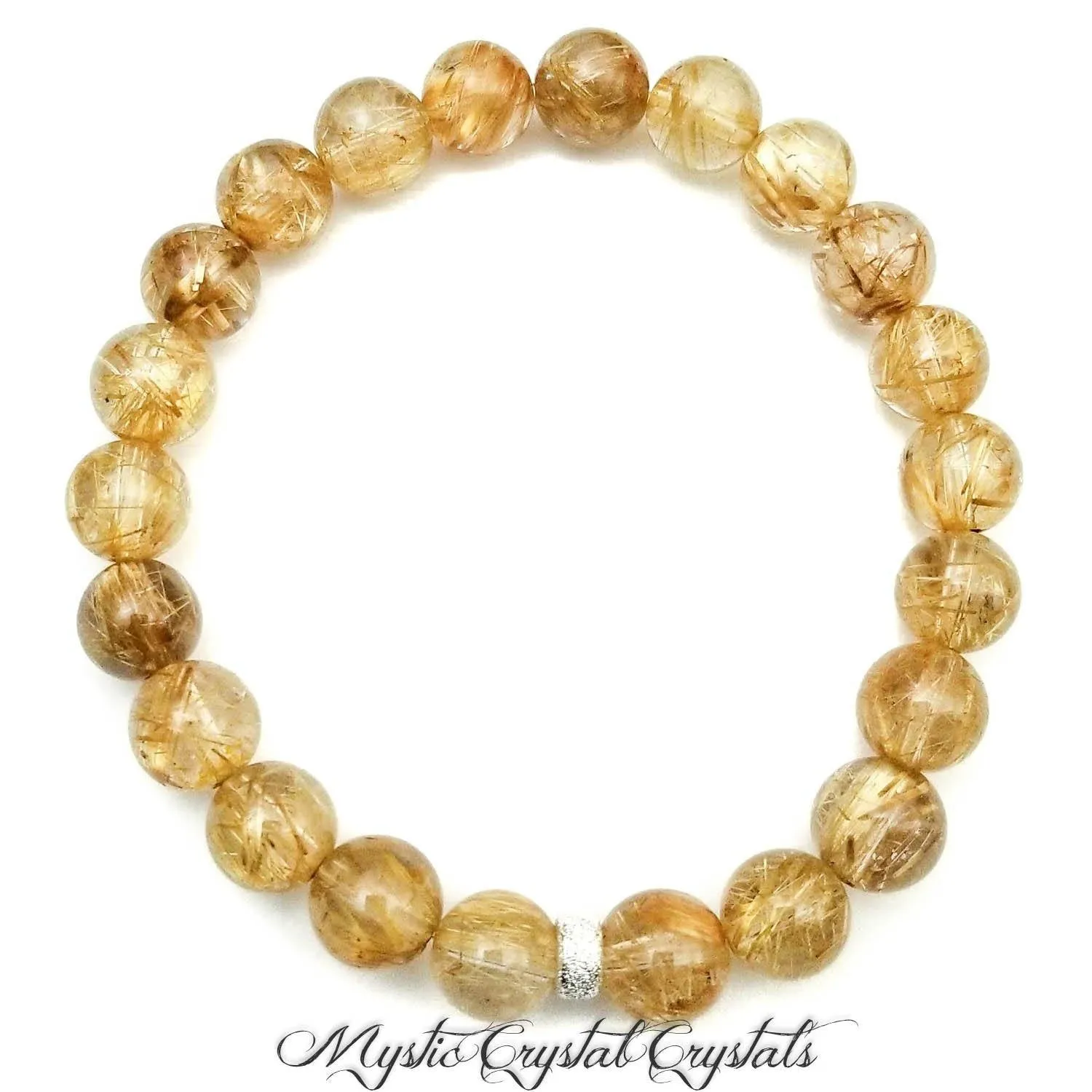 8mm Golden Rutilated Quartz Gemstone Bracelet