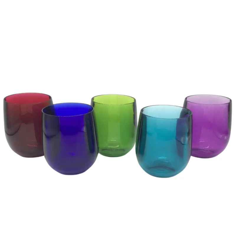 Acrylic Stemless Wine Glass - (six colors)