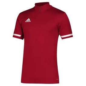 adidas Men's Power Red/White Team 19 Short Sleeve Quarter Zip