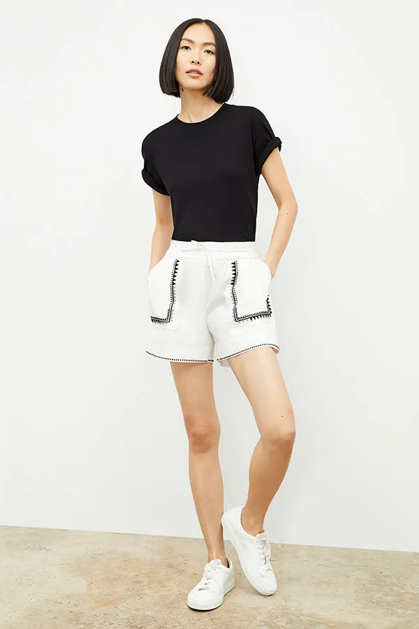 Adina Short - Poplin Embroidery :: White