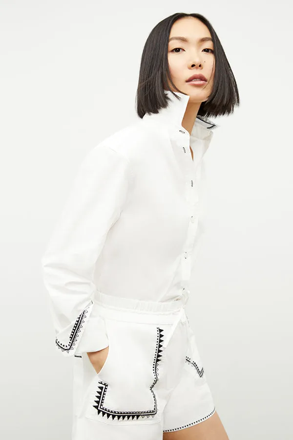 Adina Short - Poplin Embroidery :: White