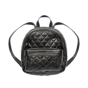 Aida-Quilted Leather Backpack-Black