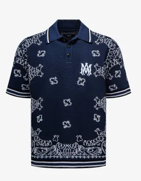 Amiri Blue Bandana Polo T-Shirt