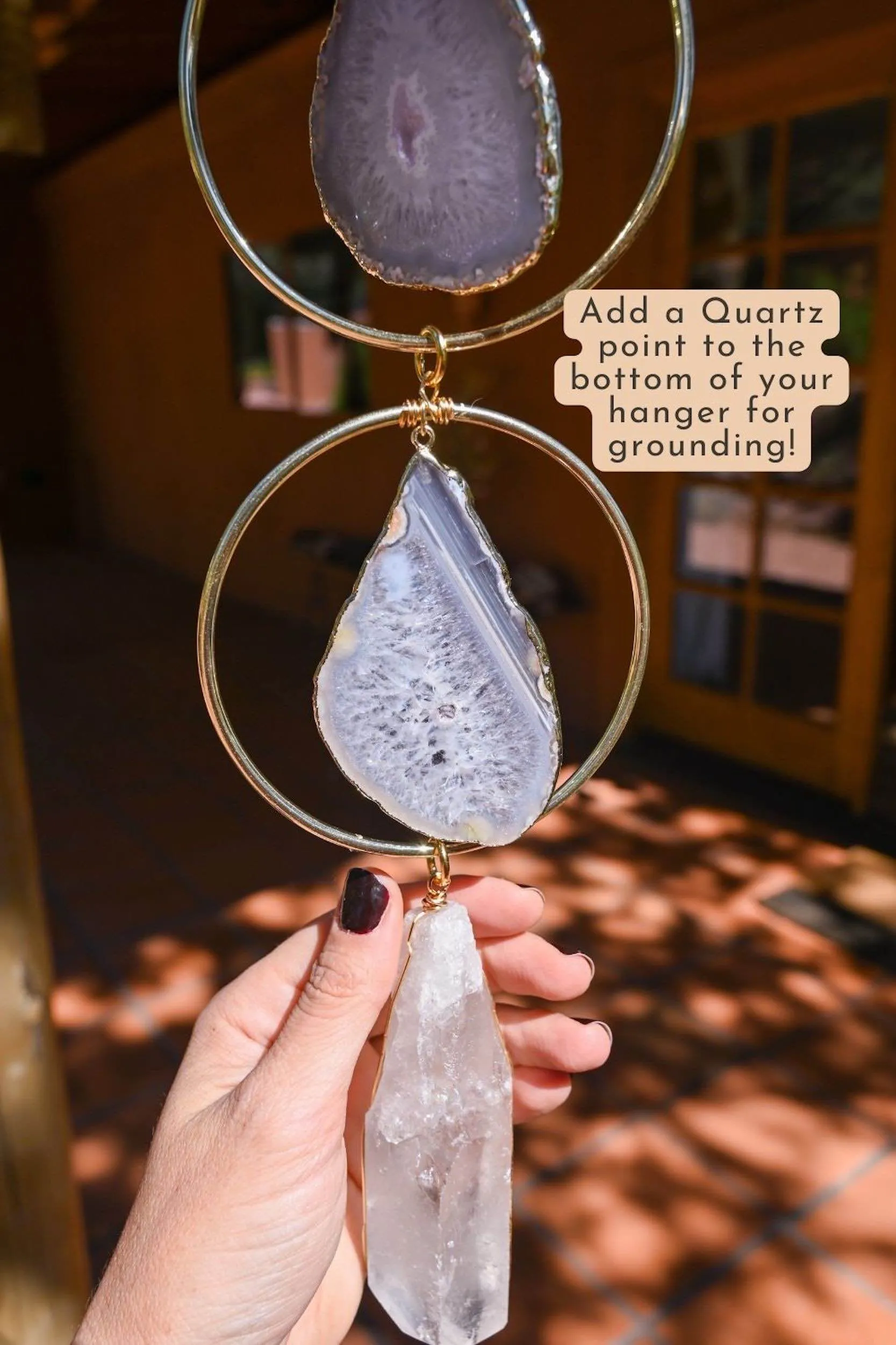 Angel Energy White Agate Geode Hanging